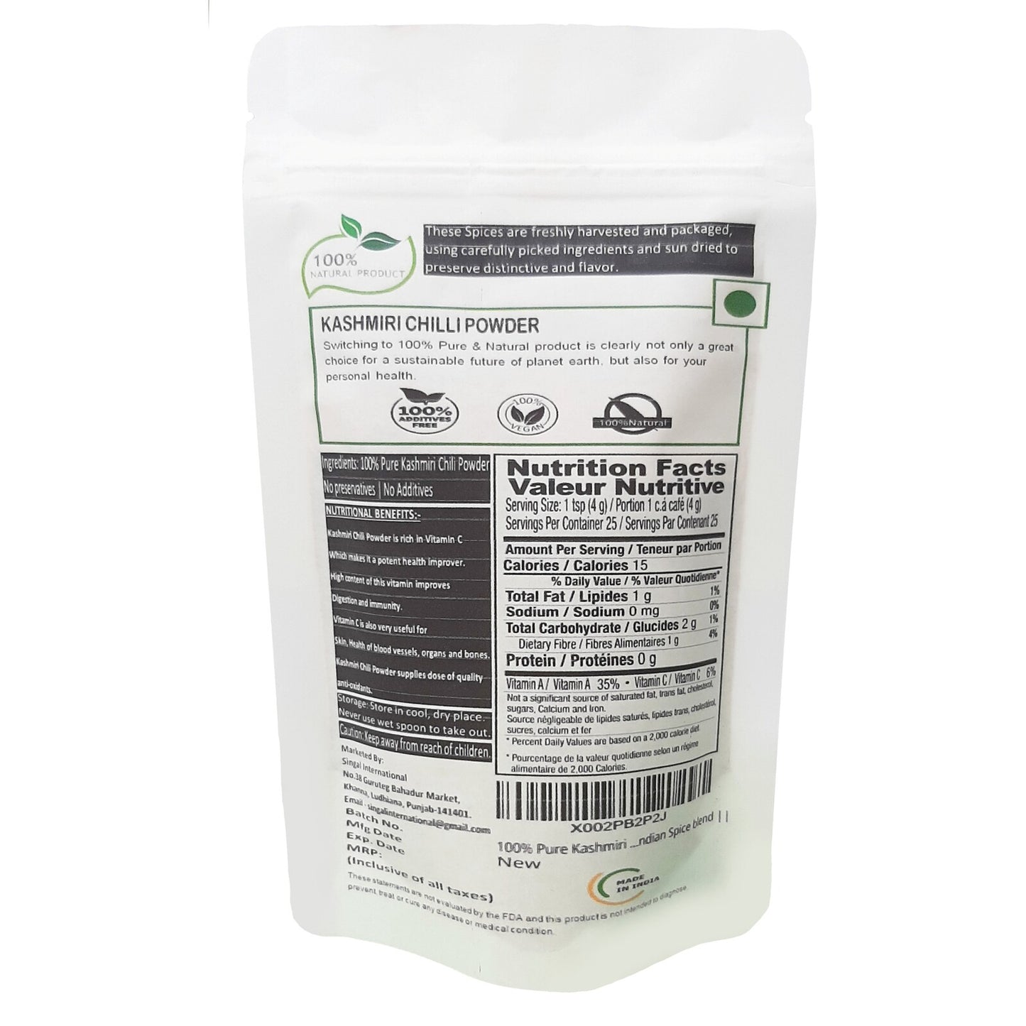 Raslok Kashmiri Chilli Powder 100g - 3.53oz