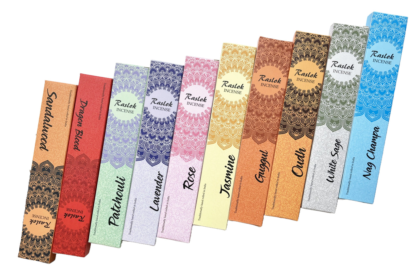 Natural Incense Stick | Pack of 10, 15 gm Each| Handrolled (Lavender,White Sage,Nag Champa,Sandal Wood,Rose,Patchouli,Oudh,Jasmin,Guggul)
