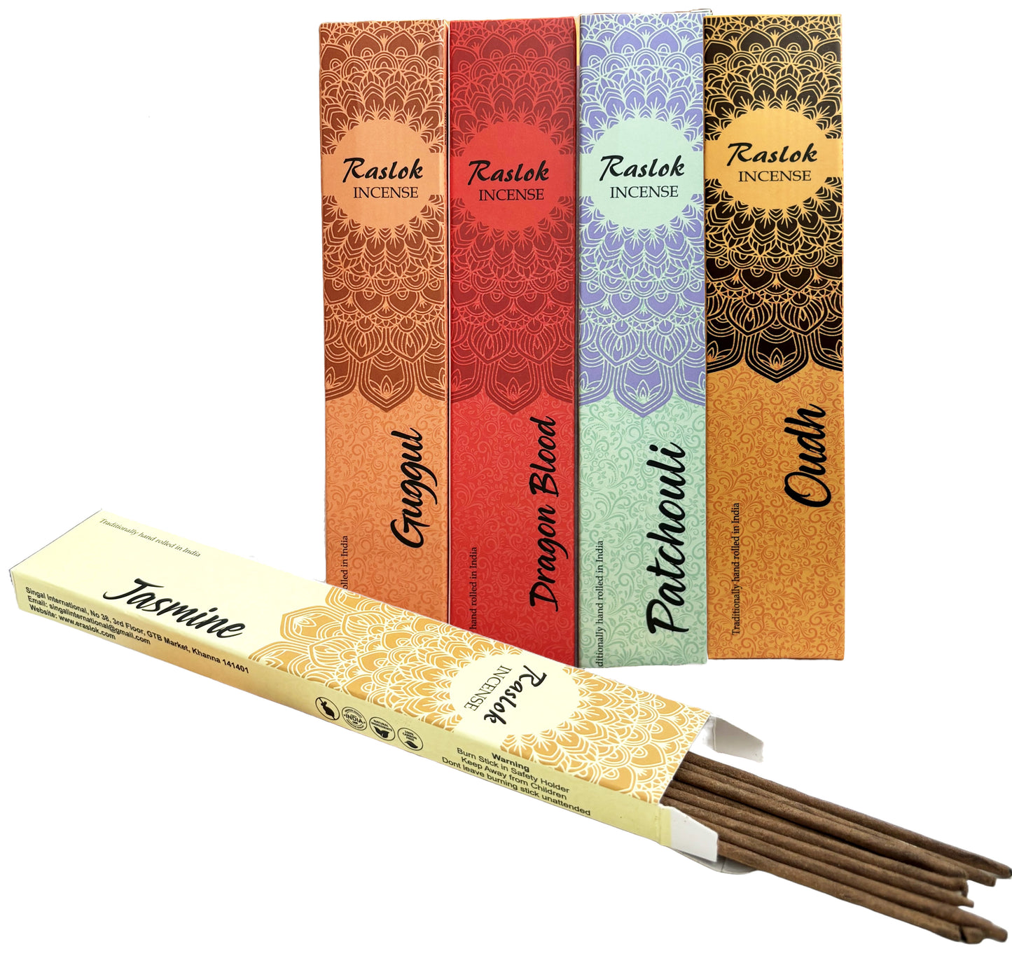 Natural Incense Stick | Pack of 10, 15 gm Each| Handrolled (Lavender,White Sage,Nag Champa,Sandal Wood,Rose,Patchouli,Oudh,Jasmin,Guggul)