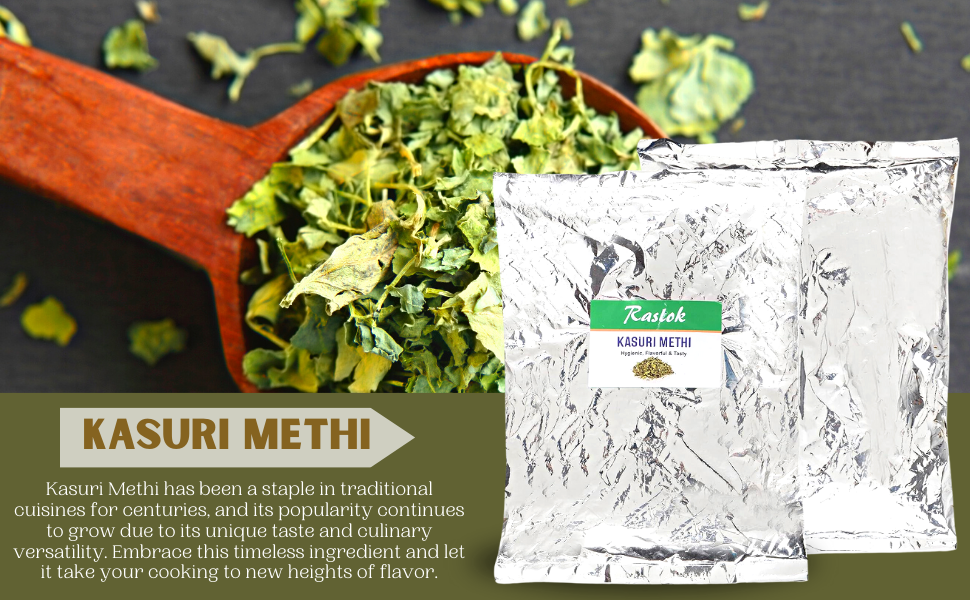 Raslok Fenugreek Leaves Dried,Natural || Kasuri Methi || 100g (3.5 Ounce)