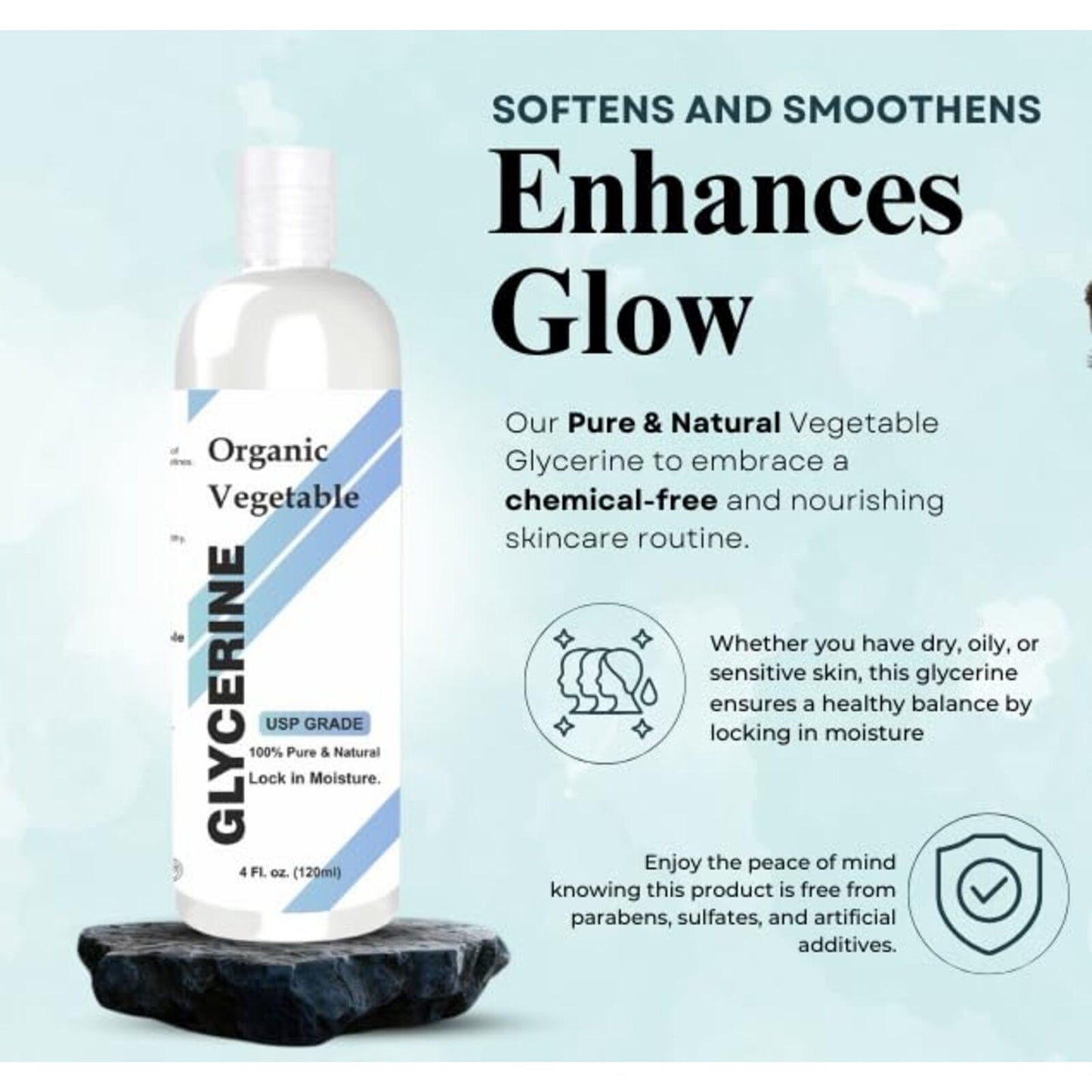 100% Pure & Natural Vegetable Glycerine | Versatile Skin Care, Softening and Moisturizing 4 Fl Oz - 120 ml