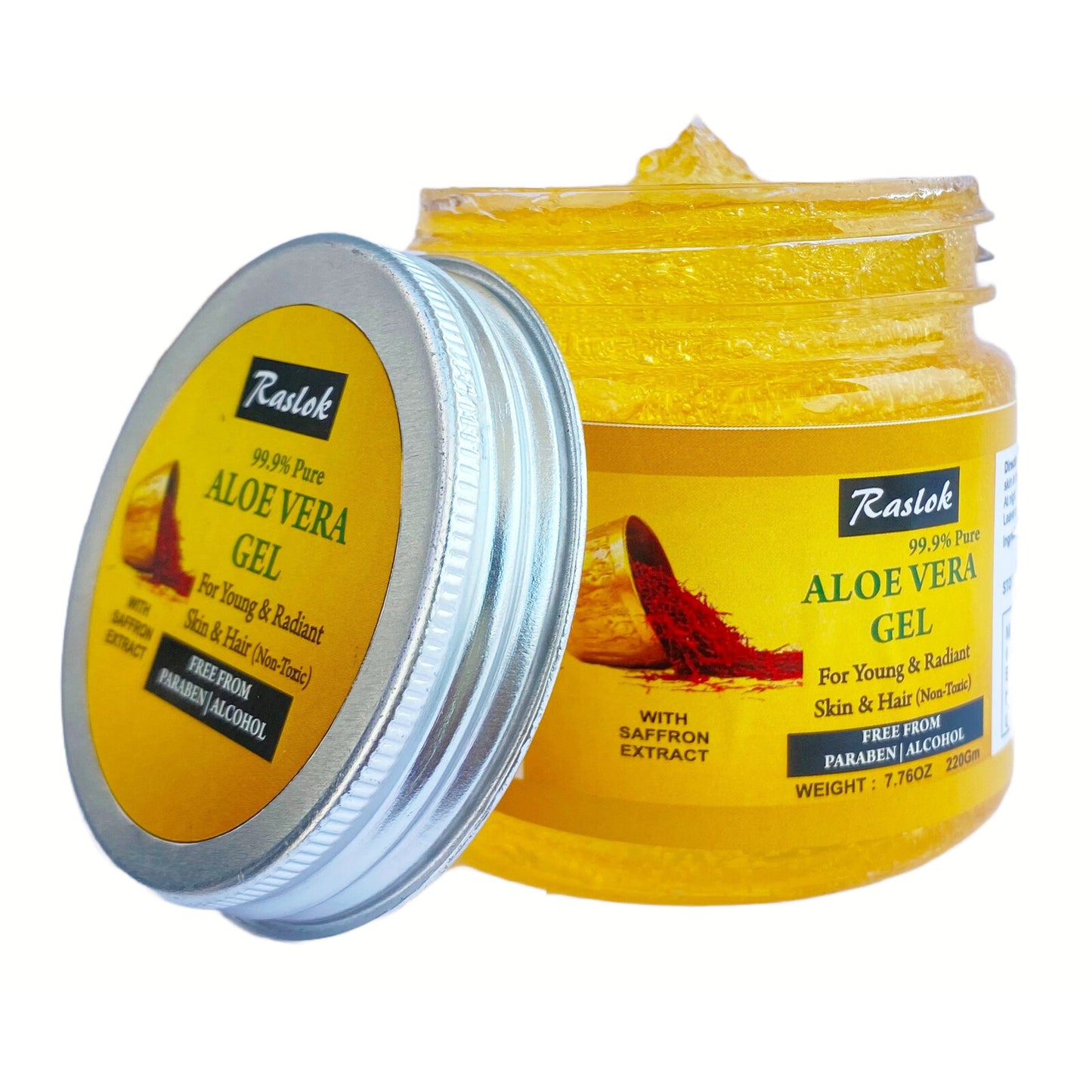 Raslok Pure Aloe Vera Gel with Saffron Extract (7.76 OZ) - Unlock Natural Radiance