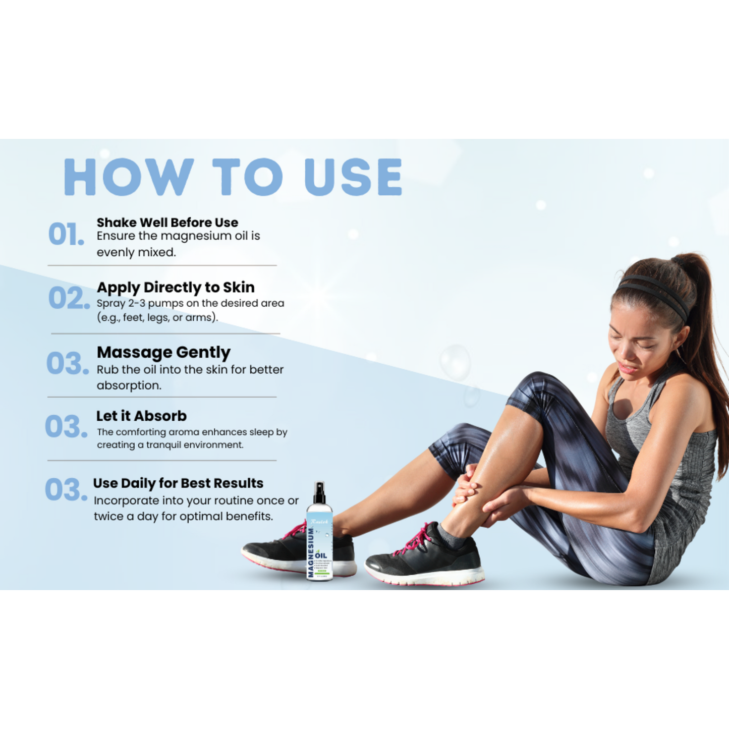 100% Pure Magnesium Oil Spray 6.7 fl. oz | Magnesium Spray for Body, Feet and Underarm