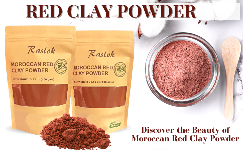 Raslok Moroccan Red Clay Powder 100g | 3.52 oz
