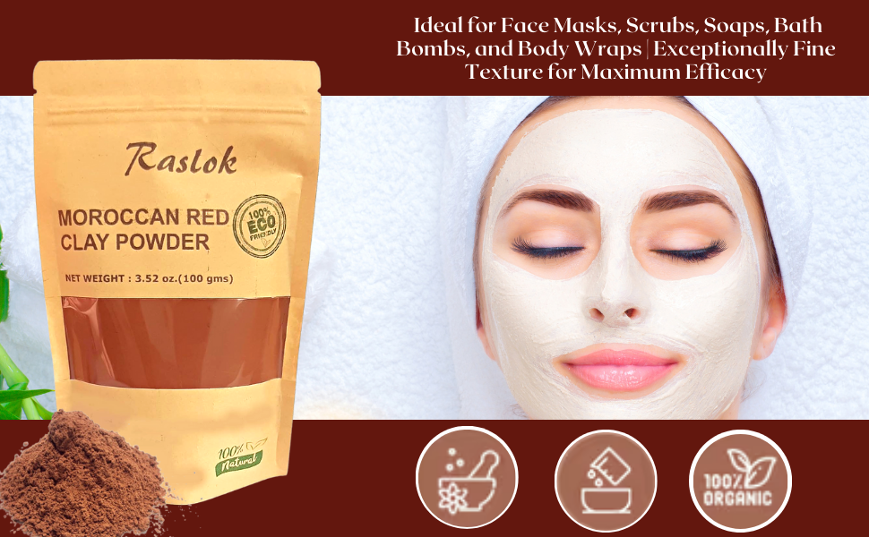 Raslok Moroccan Red Clay Powder 100g | 3.52 oz