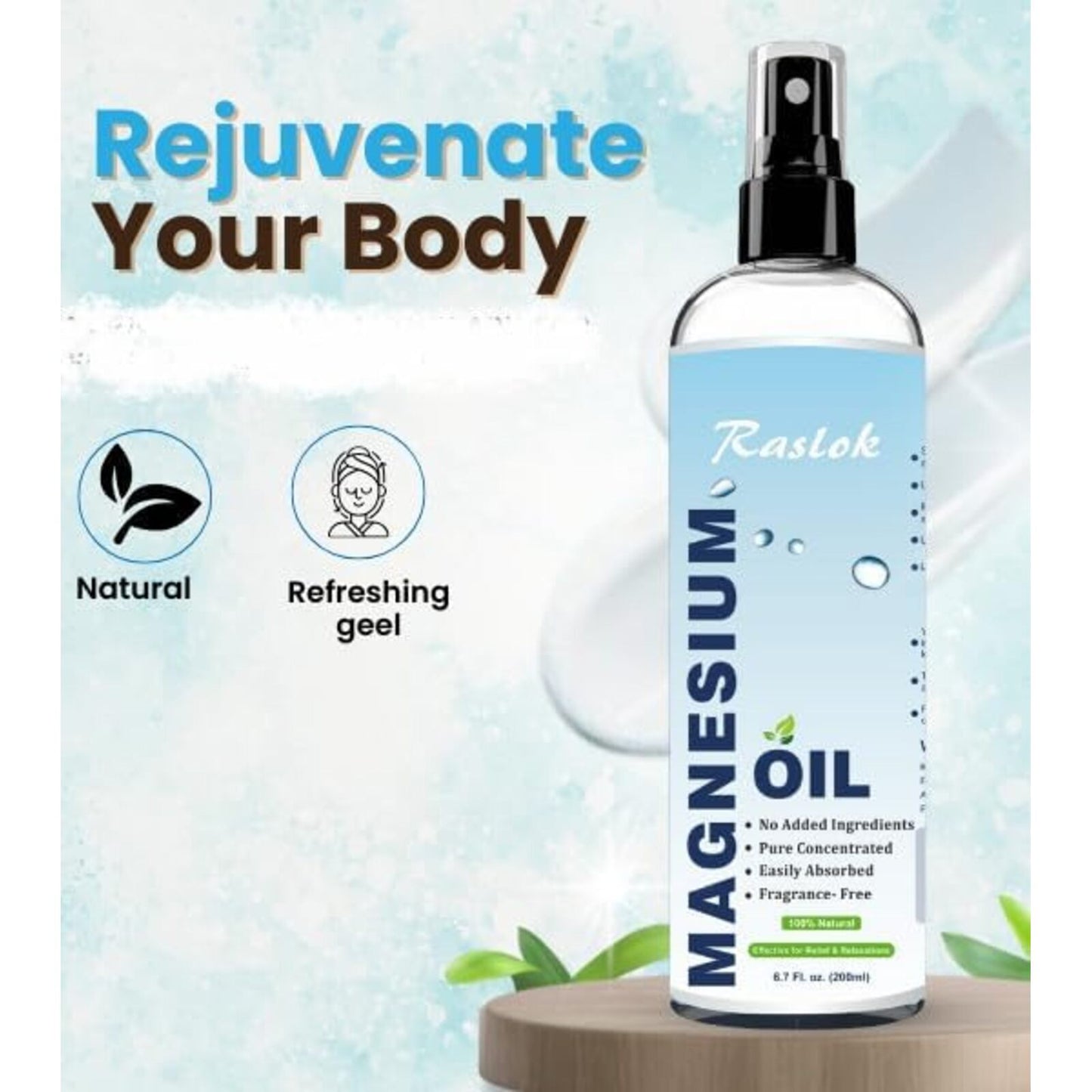 100% Pure Magnesium Oil Spray 6.7 fl. oz | Magnesium Spray for Body, Feet and Underarm