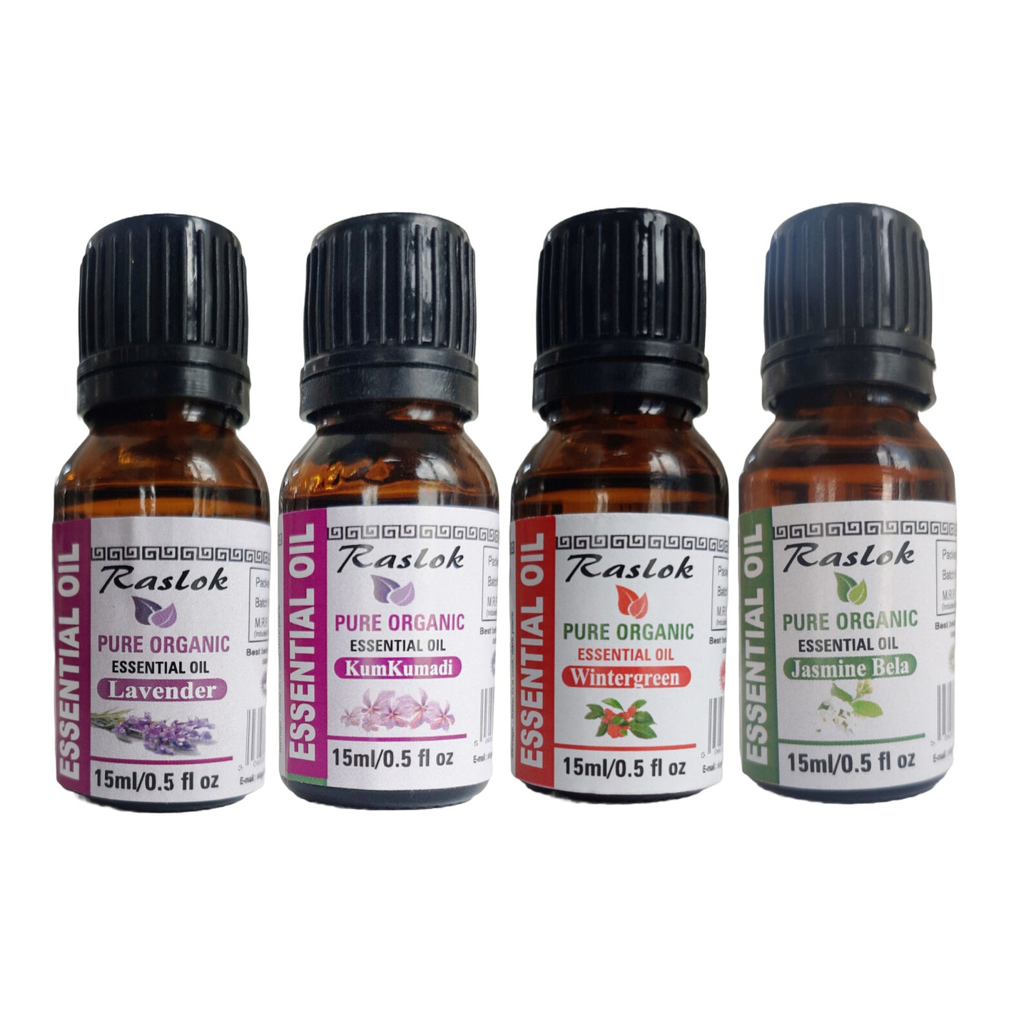 Essential Oil 100% Pure and Natural Oil Pack of 4 | 5ml - 0.5 fl.oz (Lavendar,Kumkumadi,Wintergreen,Jasmine Bela)
