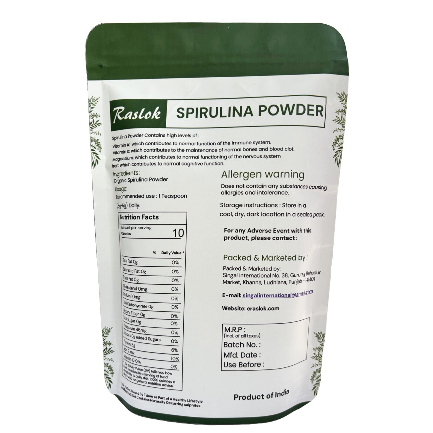 Pure Spirulina Powder | Immune Support and Antioxidants | No Filler & Non-GMO, Rich in Vegan Protein