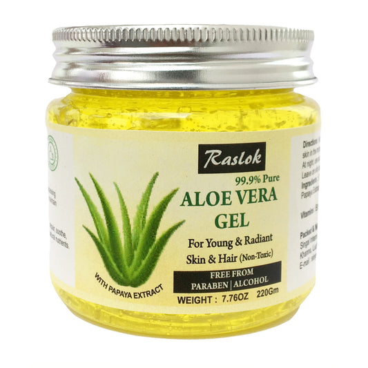 Raslok Natural Aloe Vera Gel with Papaya Extract (7.76 OZ) - Revitalize Your Skin Naturally