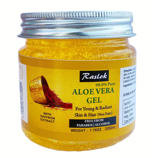 Raslok Pure Aloe Vera Gel with Saffron Extract (7.76 OZ) - Unlock Natural Radiance