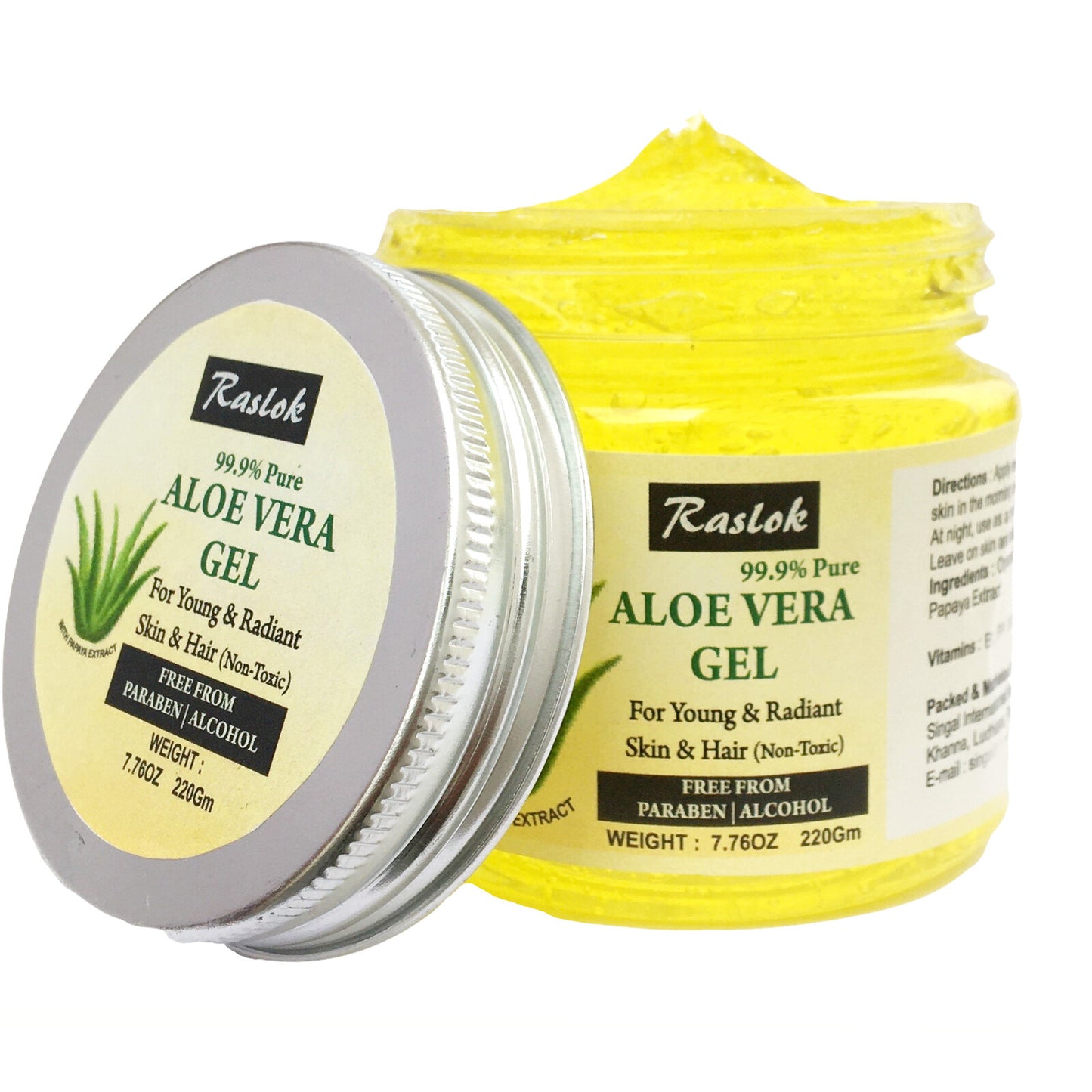 Raslok Natural Aloe Vera Gel with Papaya Extract (7.76 OZ) - Revitalize Your Skin Naturally