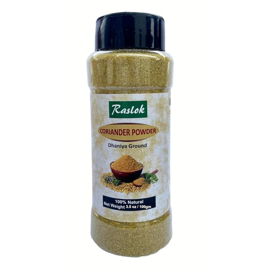 Raslok Coriander Powder | Dhaniya Powder Ground Spice | All Natual | Vegan | No Added Colors | Indian Origin 3.5 oz - 100gm