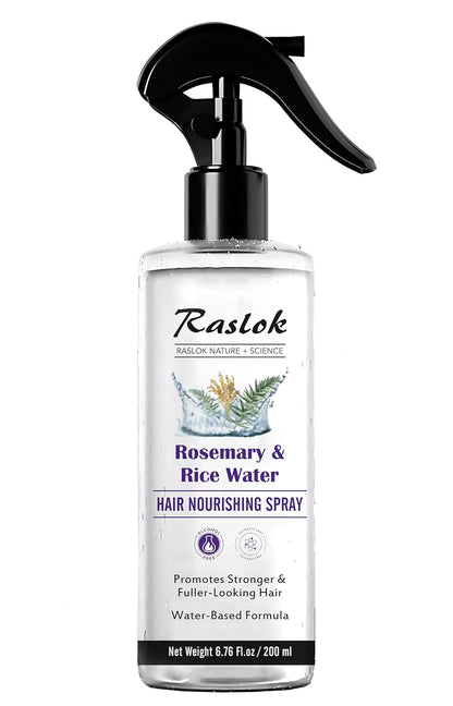Raslok Nature+Science Rosemary & Rice Water Hair Spray | Made with 100% Natural Extracts | Lightweight, Non-Greasy Formula | For Softer, Smoother-Looking Hair | 6.76 fl oz / 200 ml