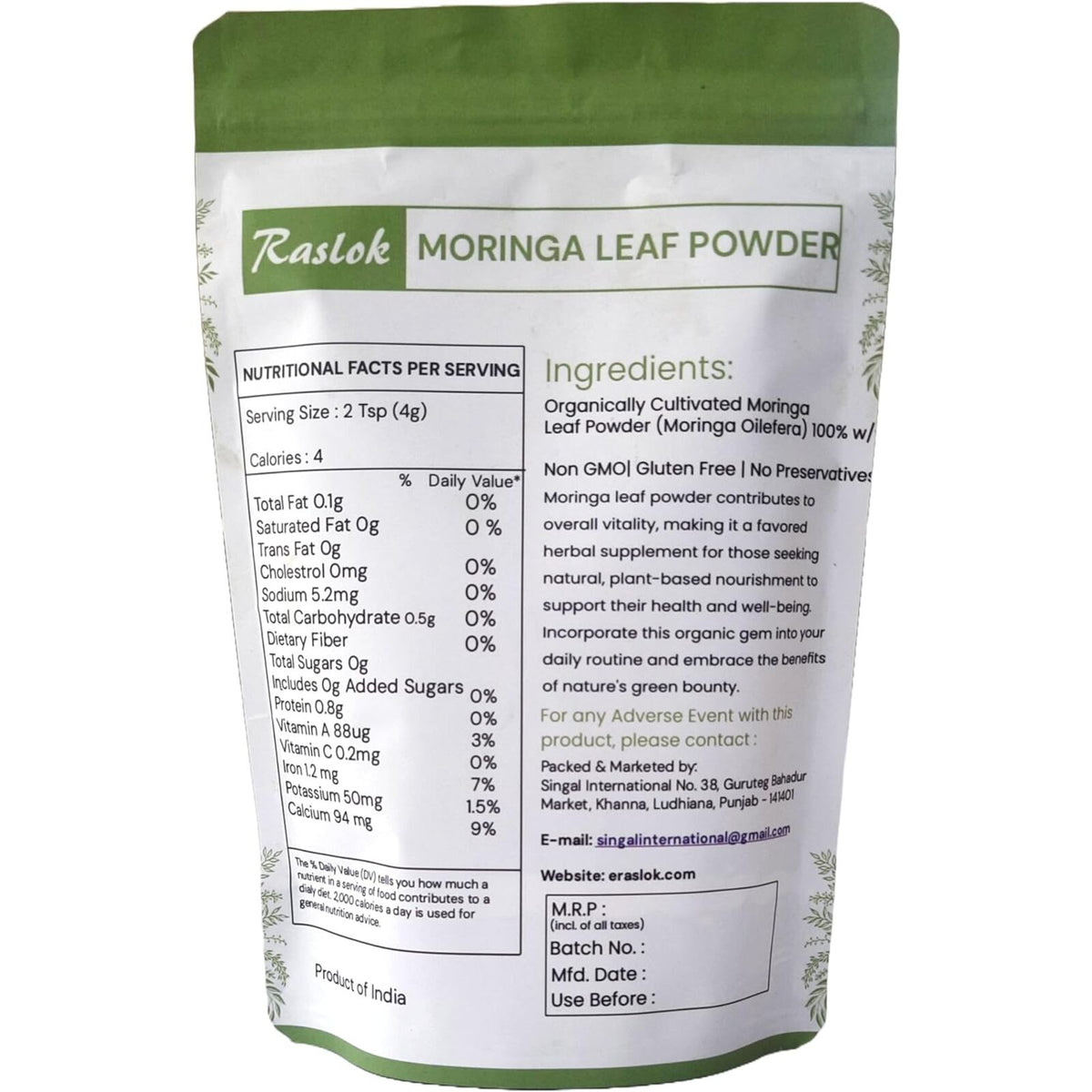 Moringa Powder | 100% Pure Moringa Leaf NO Stems | Moringa Olifera Pow ...